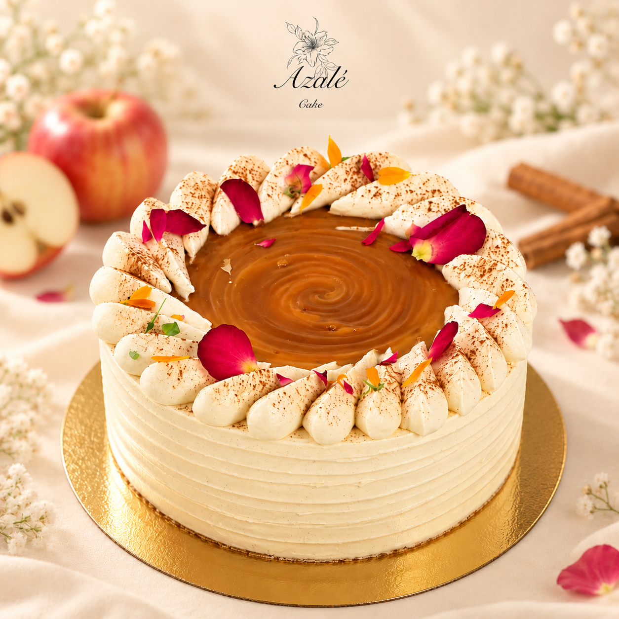 Apple Cinnamon Salted Caramel Cream Cake